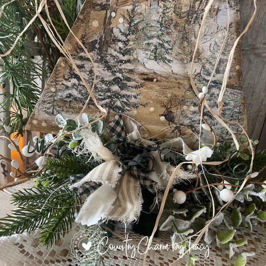 Woodland Winter Animals Wooden Tree – 15" x 9"