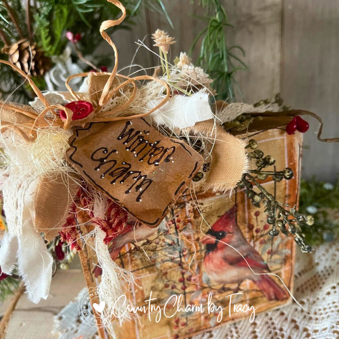 WINTER CHARM Cardinal Décor Block – 5x5