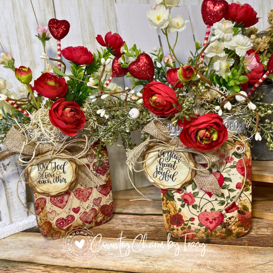 Valentine Mason Jar Shelf Sitter