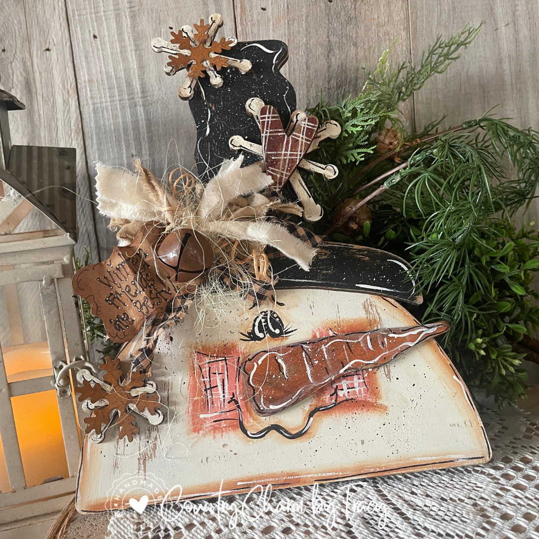Primitive Country Snowman - Perfect Winter Decor