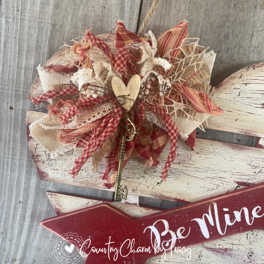 Vintage Love Slated Heart Door Hanger