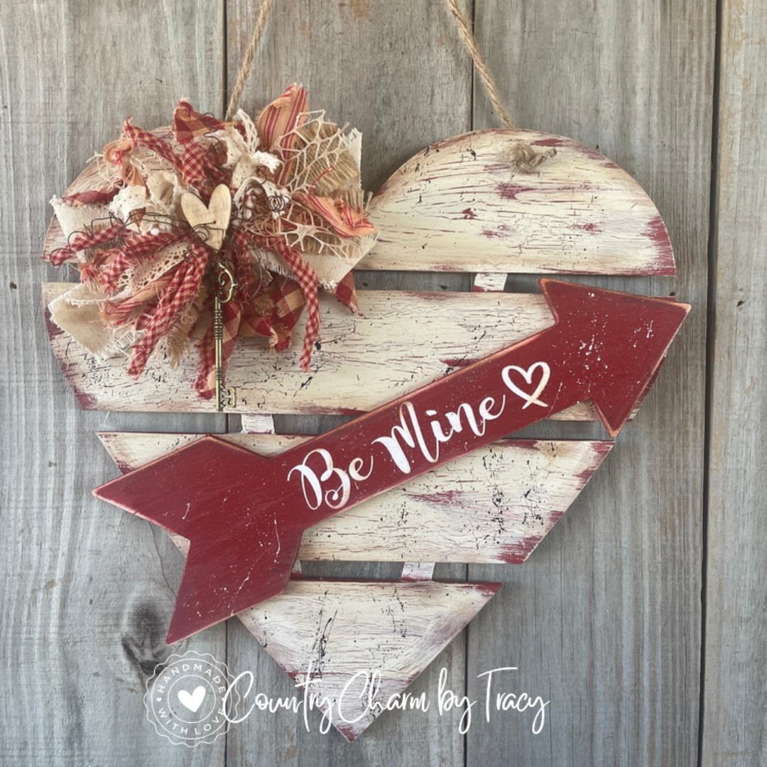 Vintage Love Slated Heart Door Hanger