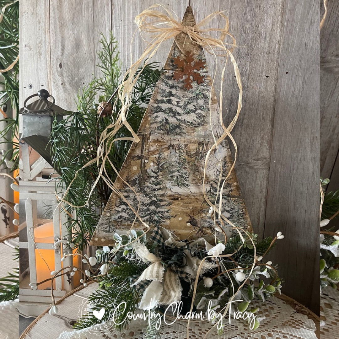 Woodland Winter Animals Wooden Tree – 15" x 9"